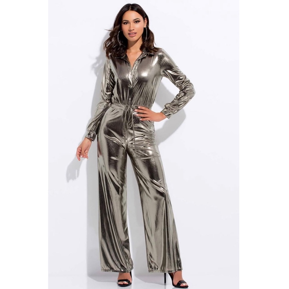 Metallic Wide Leg jumpsuit